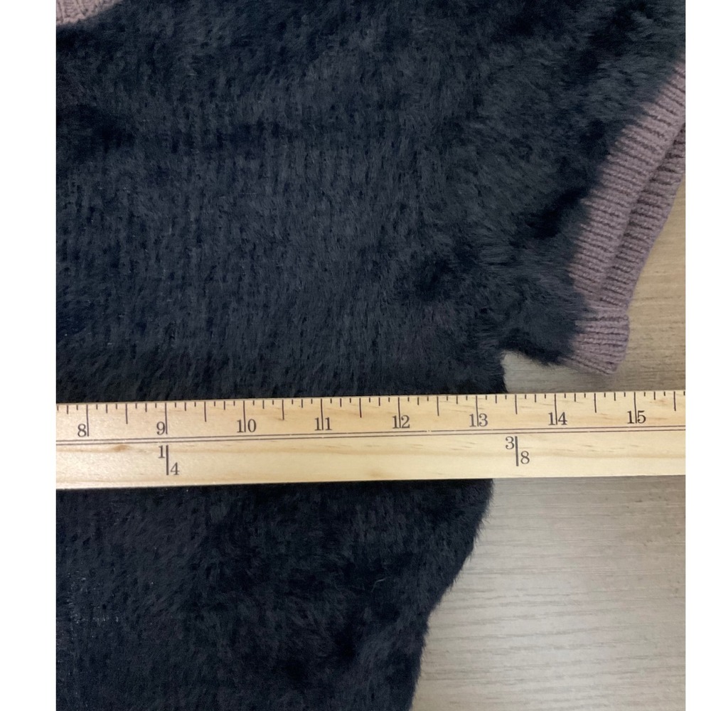 Intimately Free People Fuzzy Short Sleeve Knit Top‎ Black Purple Trim Size XS - Picture 3 of 5